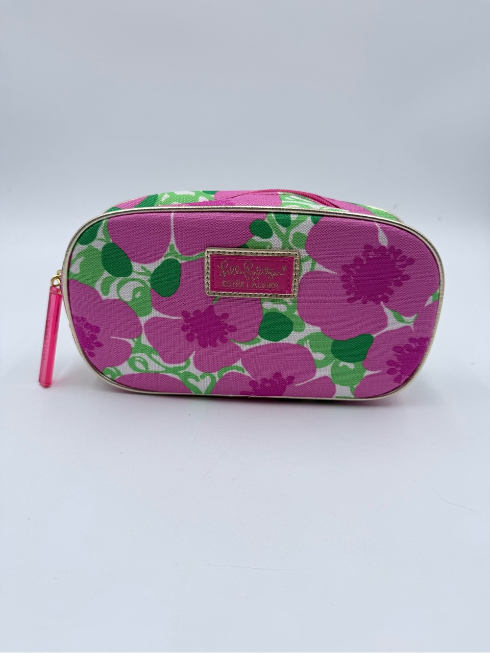 Lilly Pulitzer Estée Lauder Pink Green Floral Cosmetic Bag With Mirror - NWT
